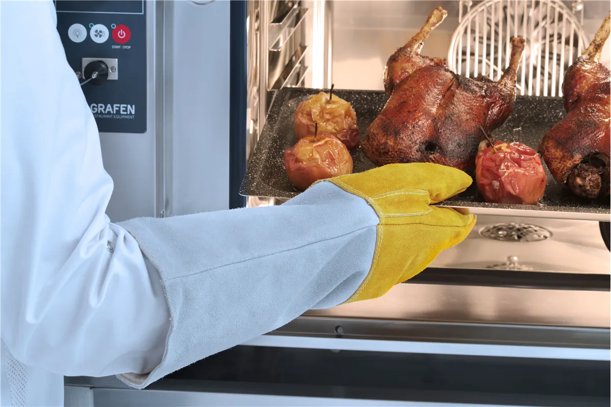 Rękawice do grilla, odporne na wysoką temperaturę, skórzane – 2 szt., 2 szt., 460mm Hendi 556689