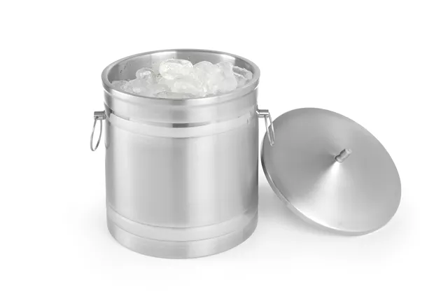Pojemnik do lodu o podwójnych ściankach, 5L, srebrny, ⌀200x230mm BarUp 594704