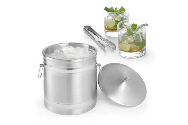Pojemnik do lodu o podwójnych ściankach, 5L, srebrny, ⌀200x230mm BarUp 594704