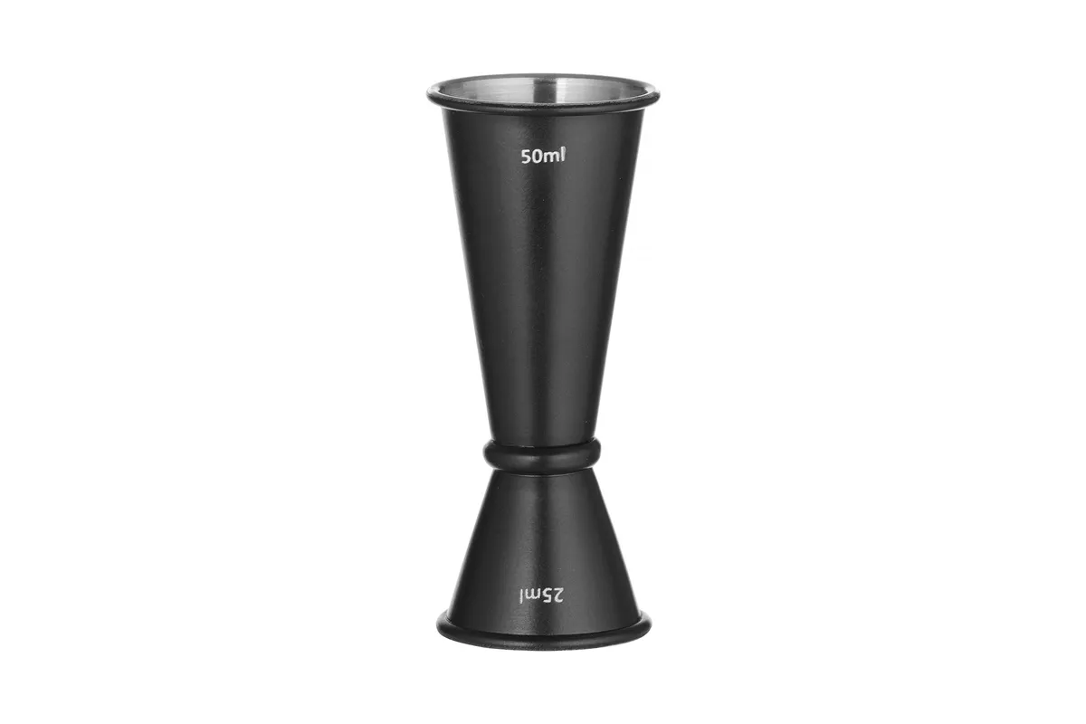 Jigger - miarka barmańska 25/50 ml, czarny, ⌀44x110mm BarUp 596654