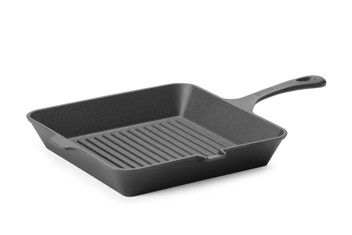 Patelnia żeliwna do grillowania, czarny, 250x250x50mm, Kwadratowy Hendi 629369