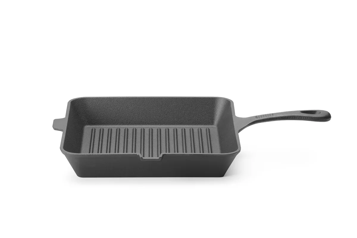 Patelnia żeliwna do grillowania, czarny, 250x250x50mm, Kwadratowy Hendi 629369