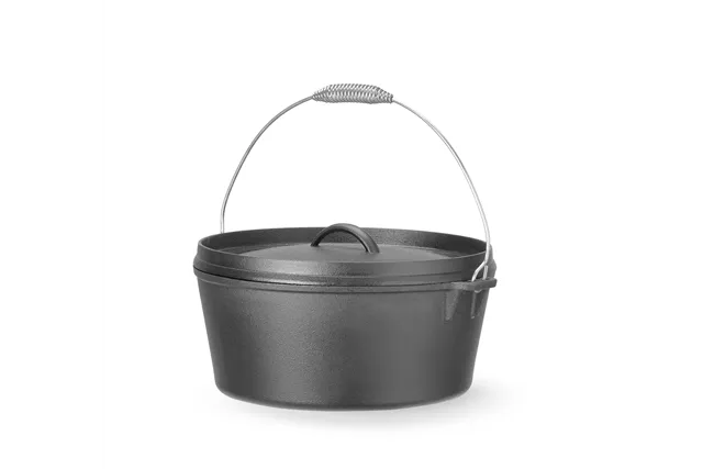 Kociołek żeliwny, 7,2L, czarny, ⌀310x155mm, Okrągły Hendi 629376