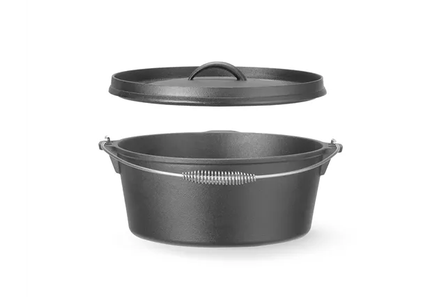 Kociołek żeliwny, 7,2L, czarny, ⌀310x155mm, Okrągły Hendi 629376