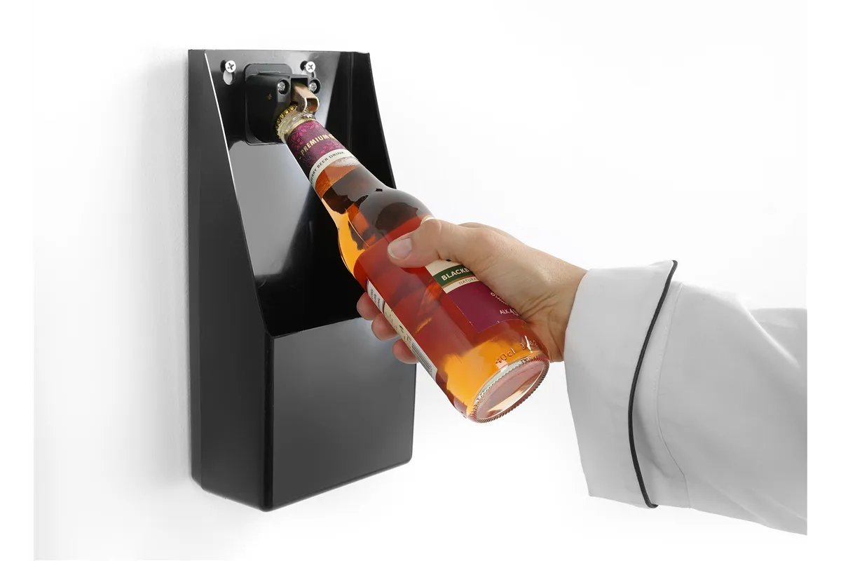 Otwieracz do butelek naścienny z pojemnikiem, 135x70x295mm BarUp 643914