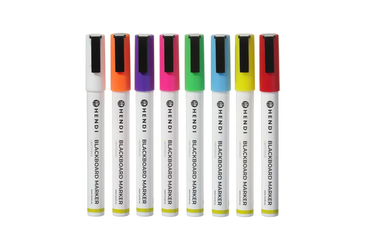 Markery do tablicy z wąską końcówką biały czerwony niebieski zielony żółty fioletowy pomarańczowy różowy Hendi 664278