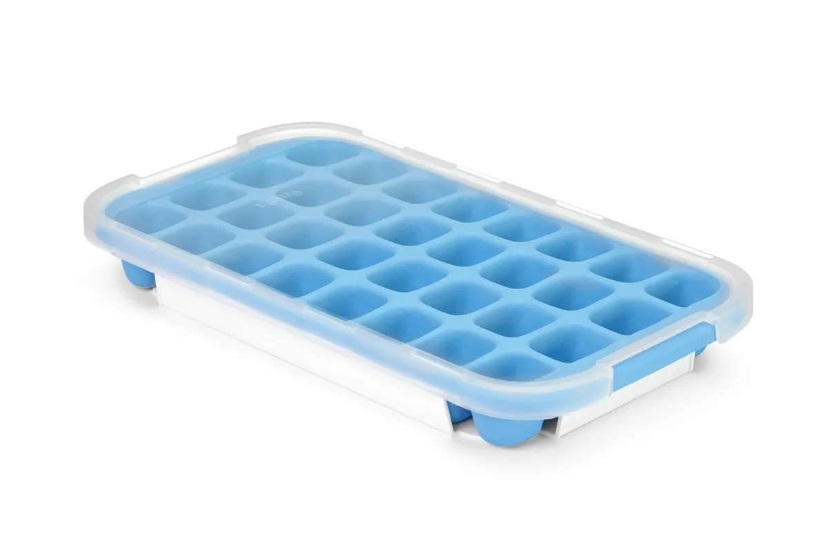 Forma do kostek lodu z pokrywą i tacą, niebieski, 337x170mm BarUp 679005