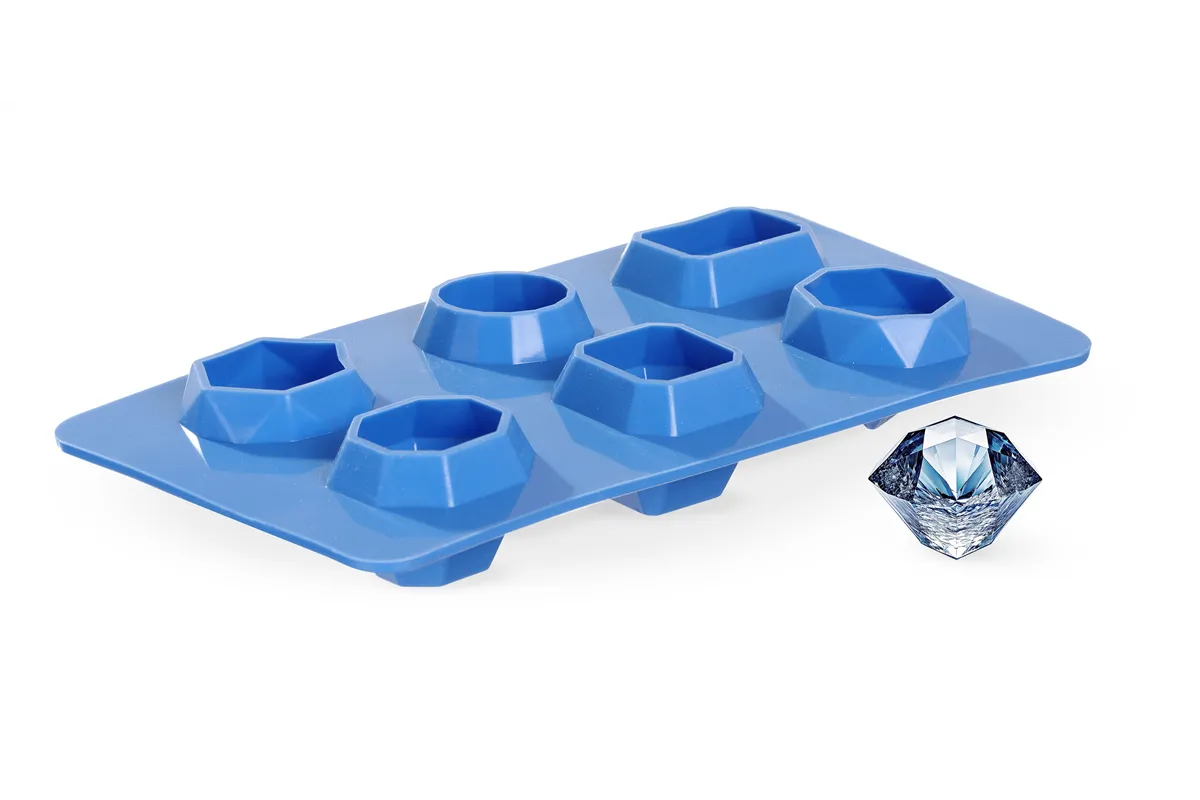 Forma do kostek lodu w kształcie kamienia szlachetnego, niebieski, 2 szt., 190x105x30mm BarUp 679012