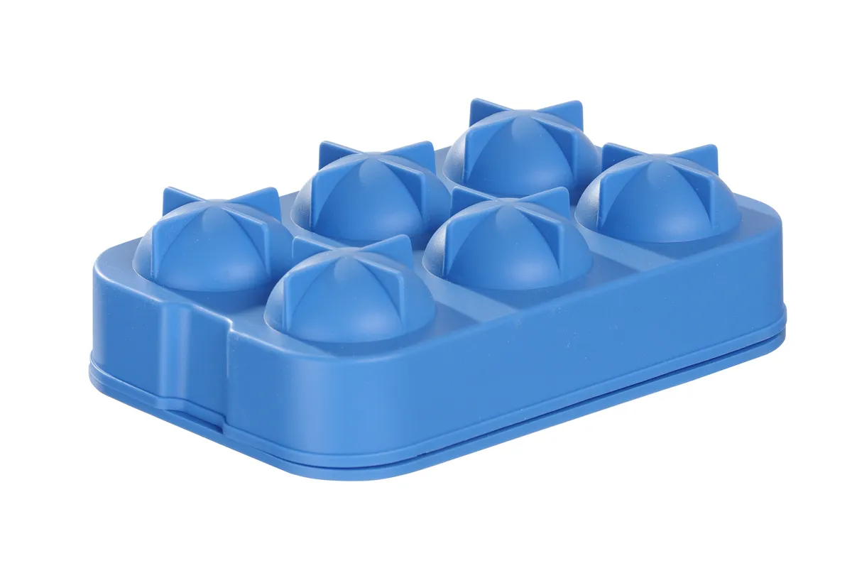 Forma do kostek lodu w kształcie kuli, niebieski, 180x125x50mm BarUp 679029