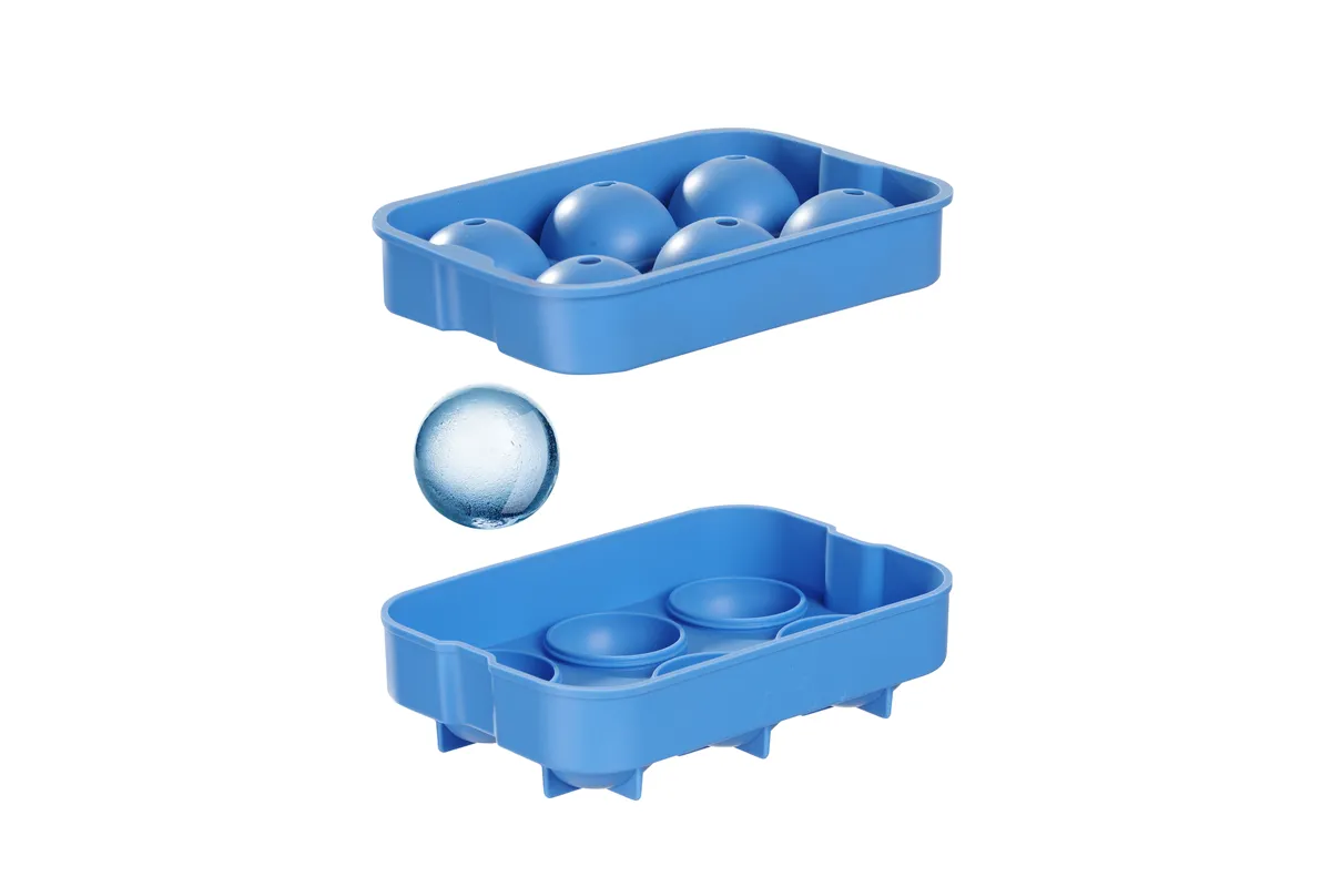 Forma do kostek lodu w kształcie kuli, niebieski, 180x125x50mm BarUp 679029