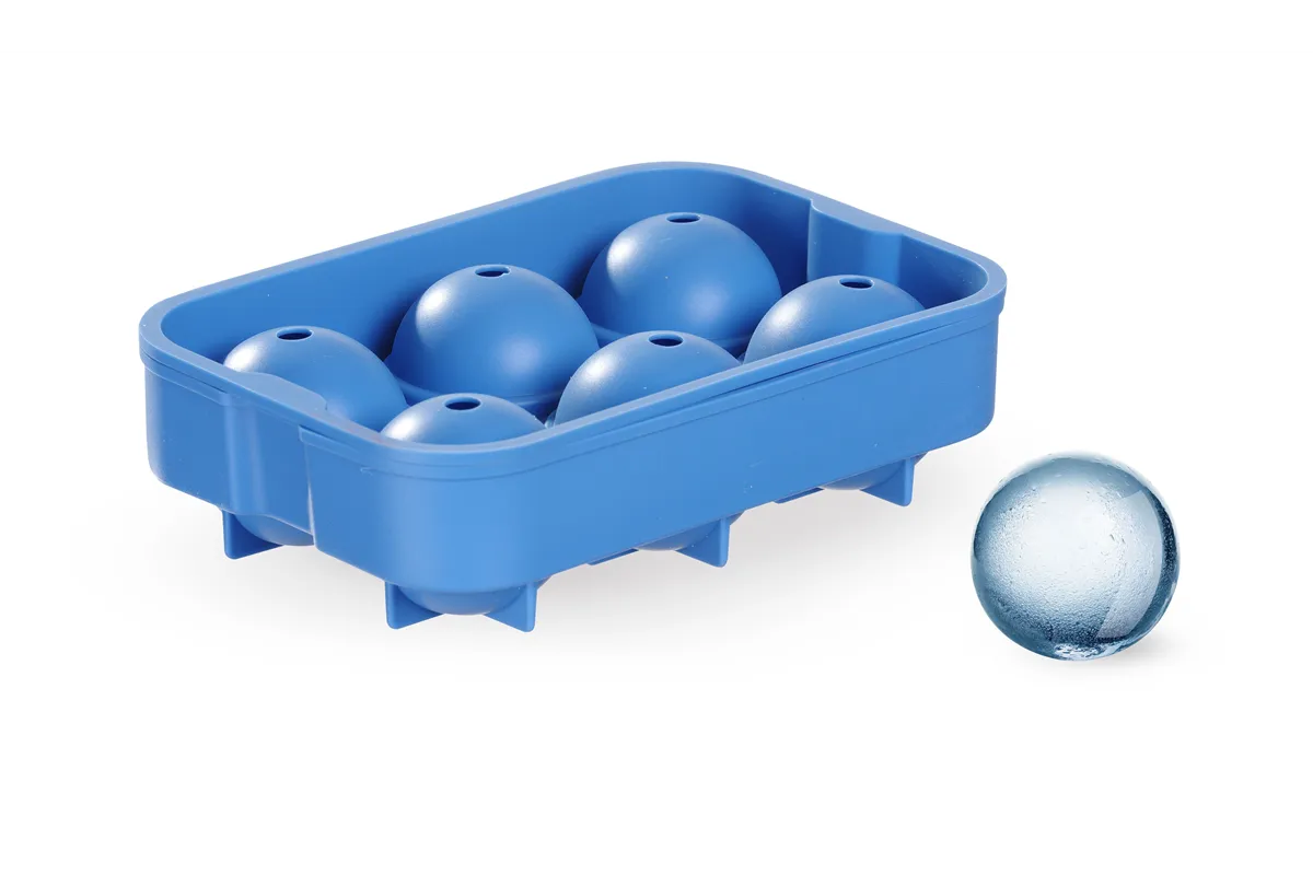 Forma do kostek lodu w kształcie kuli, niebieski, 180x125x50mm BarUp 679029