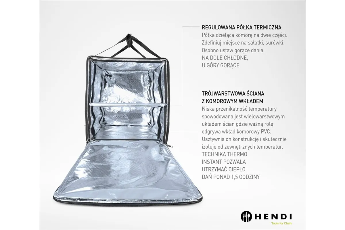 Plecak termoizolacyjny dostawczy, 75,2L, czarny, 410x410x480mm Hendi 709801