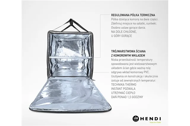 Plecak termoizolacyjny dostawczy, 75,2L, czarny, 410x410x480mm Hendi 709801