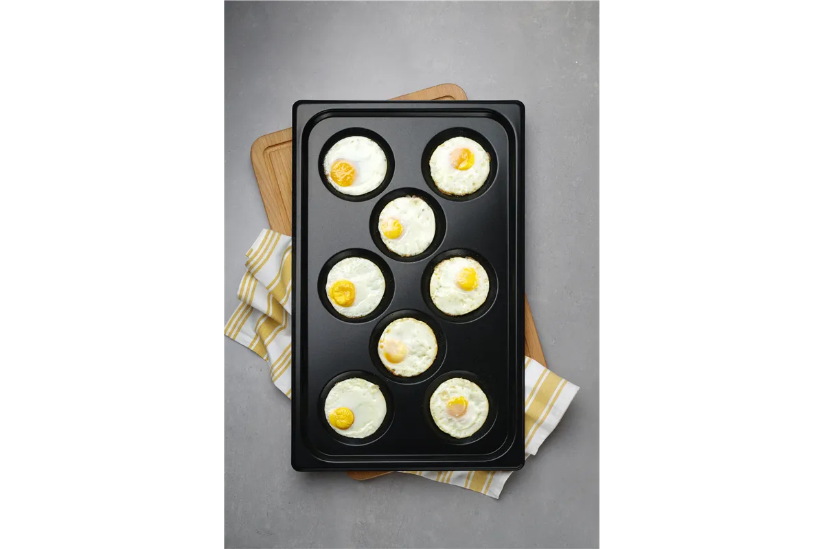 Blacha do jajek sadzonych, z powłoką nieprzywierającą CONVECTOMAT EGGPLATE, GN 1/1, czarny, 530x325x26mm Hendi 808856