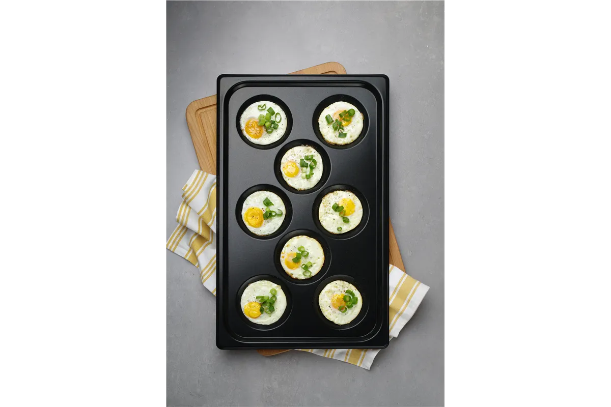 Blacha do jajek sadzonych, z powłoką nieprzywierającą CONVECTOMAT EGGPLATE, GN 1/1, czarny, 530x325x26mm Hendi 808856