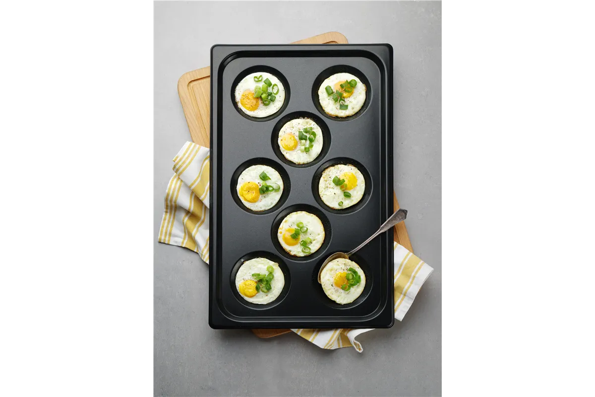 Blacha do jajek sadzonych, z powłoką nieprzywierającą CONVECTOMAT EGGPLATE, GN 1/1, czarny, 530x325x26mm Hendi 808856