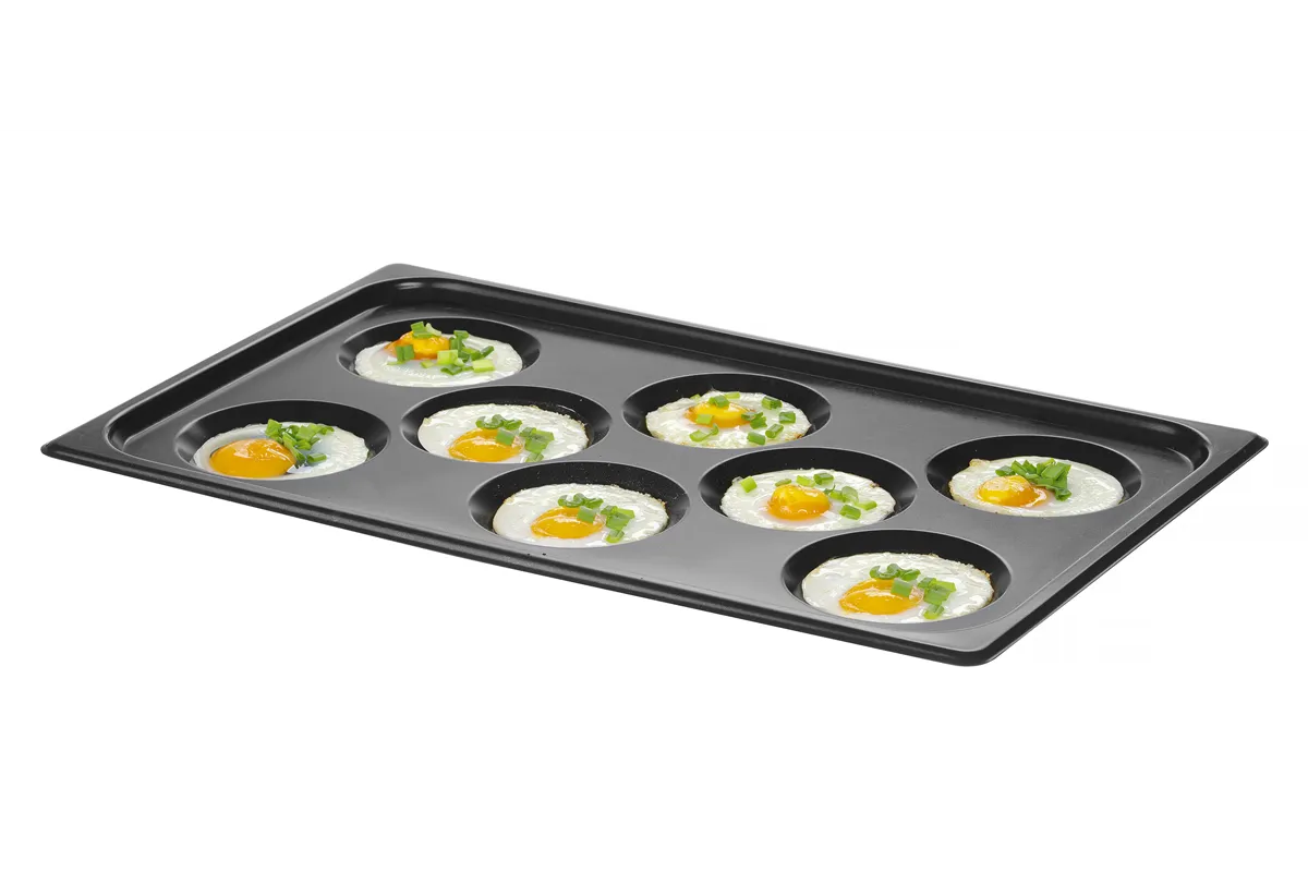 Blacha do jajek sadzonych, z powłoką nieprzywierającą CONVECTOMAT EGGPLATE, GN 1/1, czarny, 530x325x26mm Hendi 808856