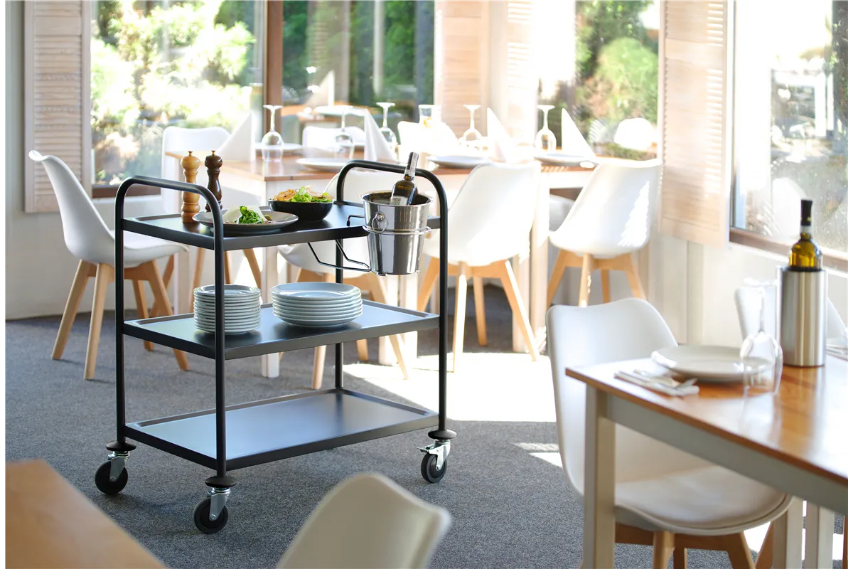 Wózek do serwowania czarny, matowy, 905x585x945mm Hendi 811320