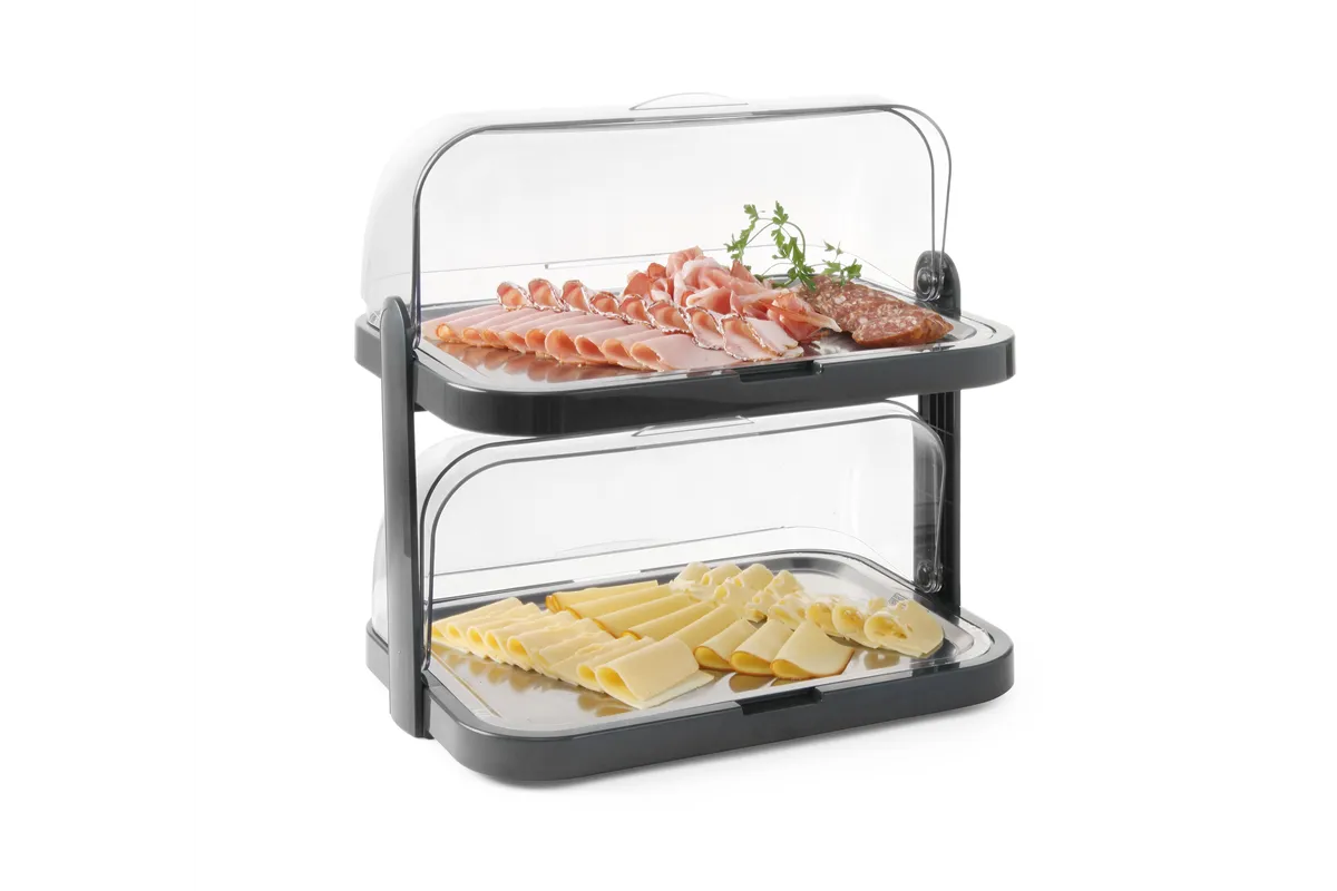 Podwójna witrynka chłodząca roll-top Duo UNIQ, designed by Robert Bronwasser, czarny, 480x355x480mm, Prostokątny Hendi 871812