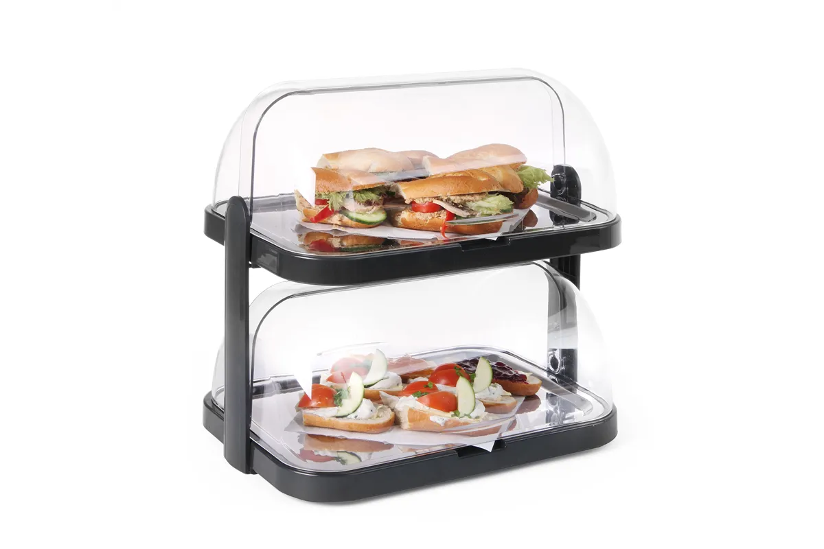 Podwójna witrynka chłodząca roll-top Duo UNIQ, designed by Robert Bronwasser, czarny, 480x355x480mm, Prostokątny Hendi 871812