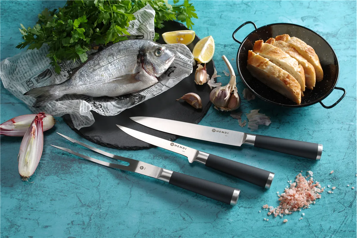 Zestaw noży – 9-elementowy, czarny, 445x260x65mm Hendi 975770