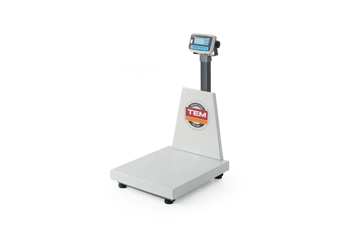 Waga platformowa LCD z wysięgnikiem i z legalizacją, seria EKO+, 300 kg, 500x700x940mm Tem BEK+C050X060300