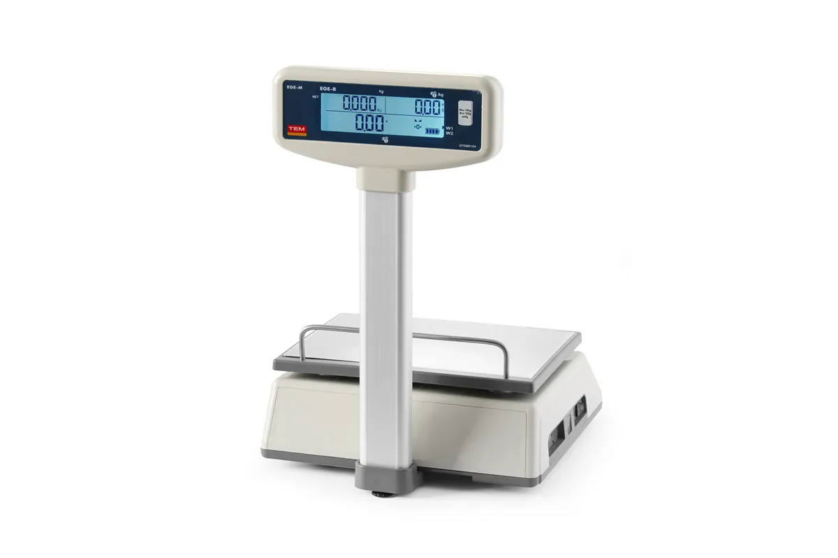 Waga kalkulacyjna LCD z wysięgnikiem i legalizacją, seria EGE, 15 kg, 325x377x394mm Tem TEM015B1D