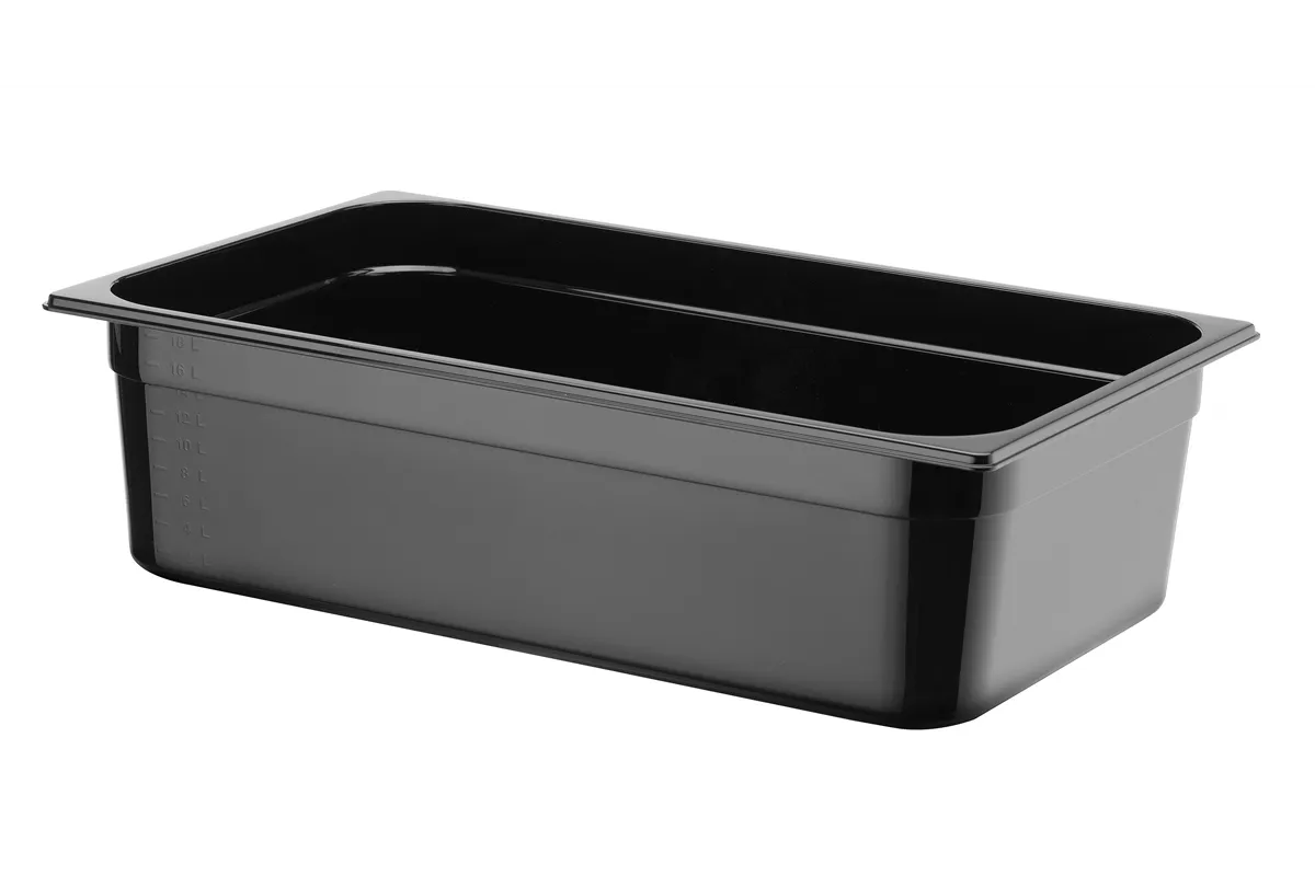 Pojemnik GN 1/1 z czarnego poliwęglanu, Profi Line, GN 1/1, 21L, czarny, 530x325x150mm Hendi 862216