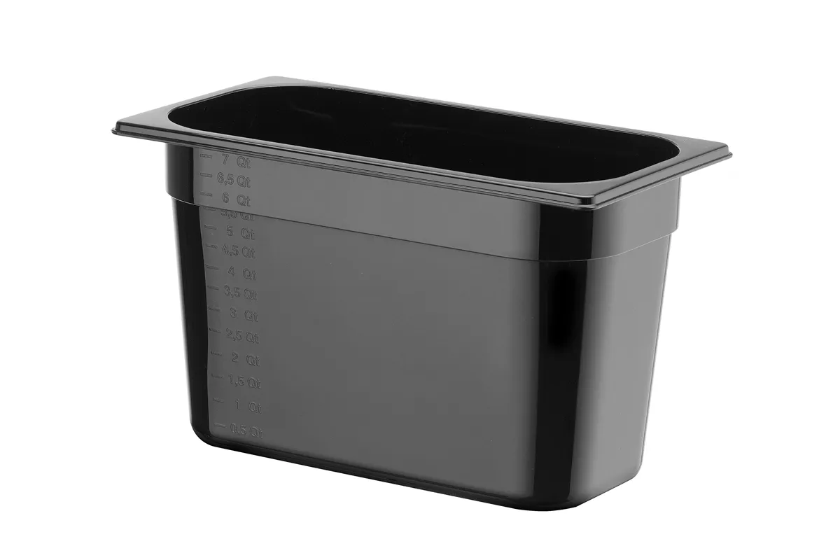 Pojemnik GN 1/3 z czarnego poliwęglanu, Profi Line, GN 1/3, 7,8L, czarny, 325x176x200mm Hendi 862506