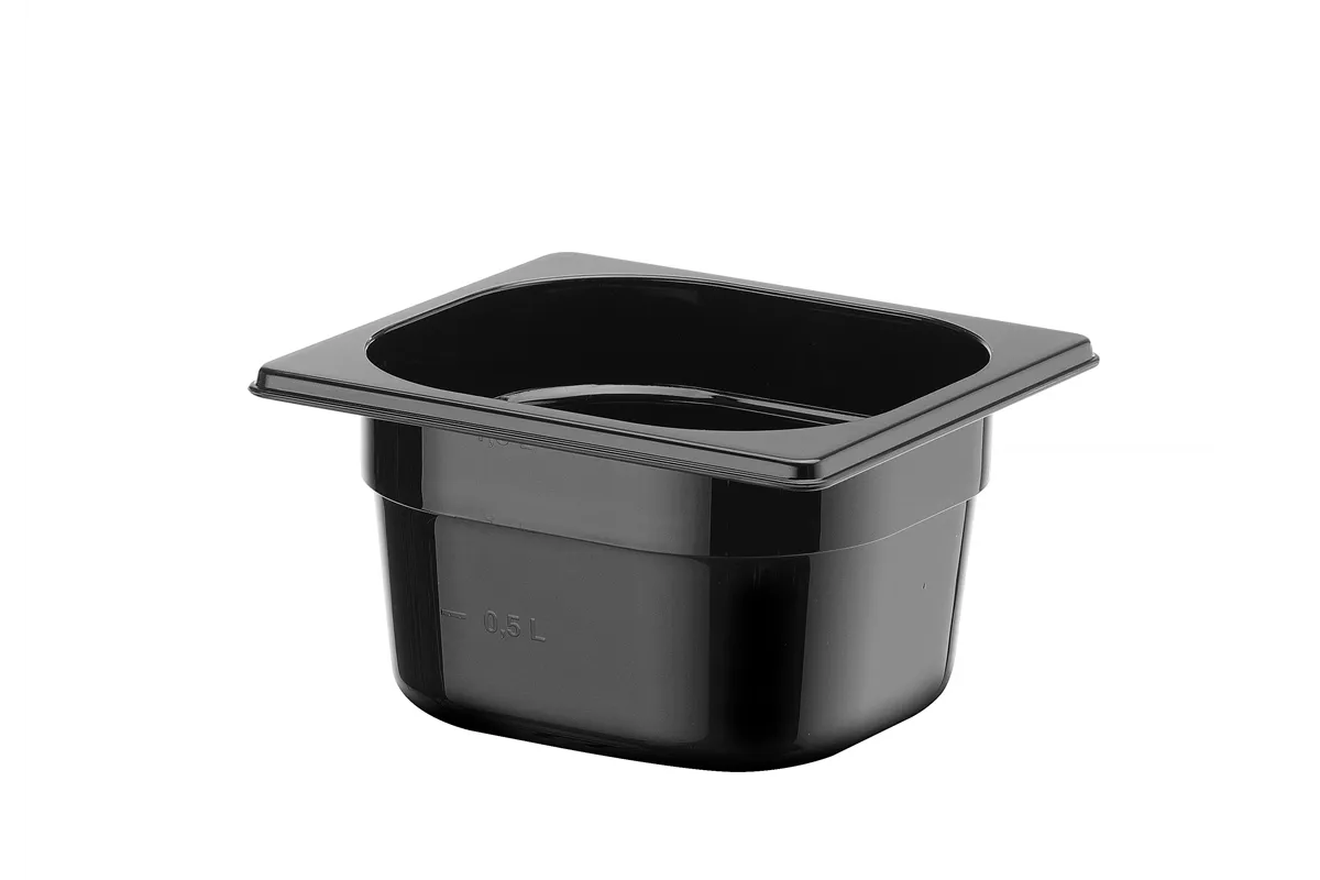 Pojemnik GN 1/6 z czarnego poliwęglanu, Profi Line, GN 1/6, 1,6L, czarny, 176x162x100mm Hendi 862728