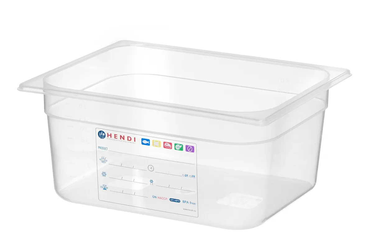 Pojemnik GN 1/2 HACCP, GN 1/2, 9,5L, transparentny, 325x265x150mm Hendi 880166