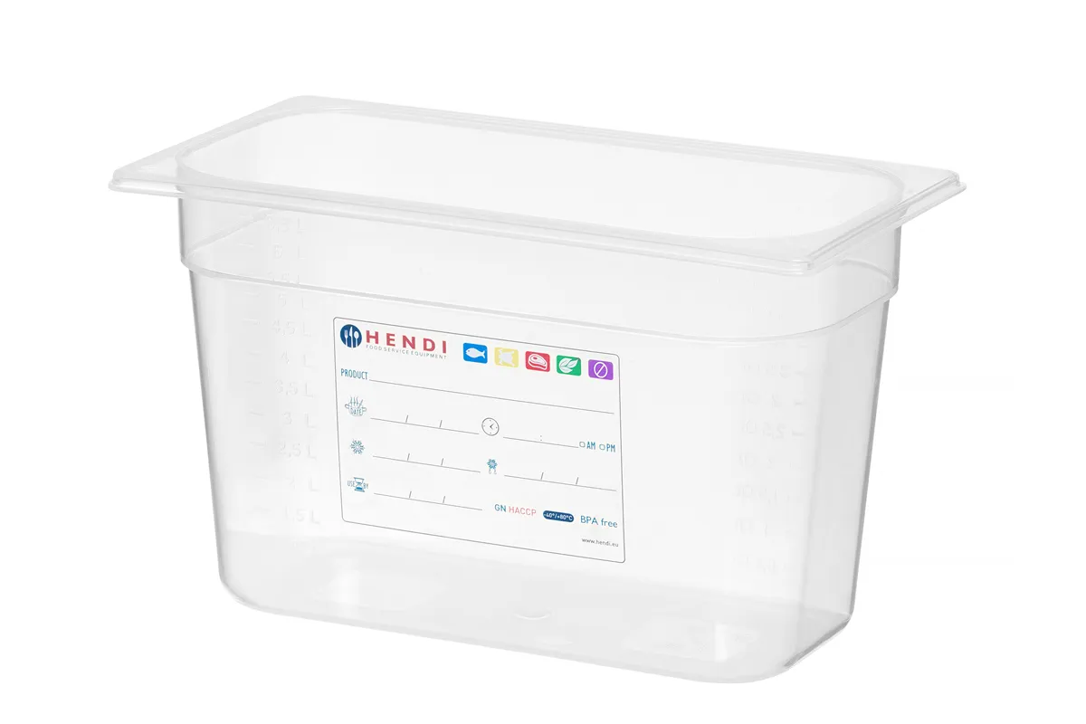Pojemnik GN 1/3 HACCP, GN 1/3, 7,8L, transparentny, 325x176x200mm Hendi 880258