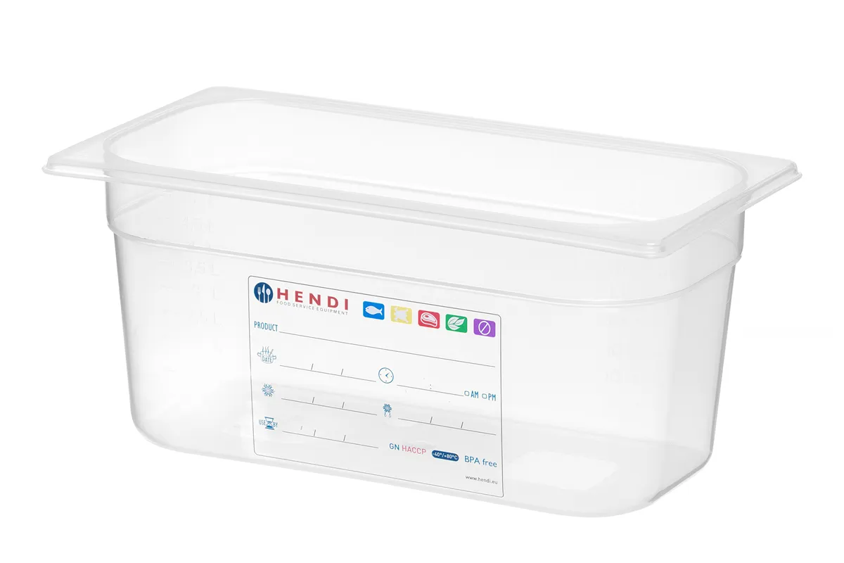 Pojemnik GN 1/3 HACCP, GN 1/3, 5,7L, transparentny, 325x176x150mm Hendi 880265