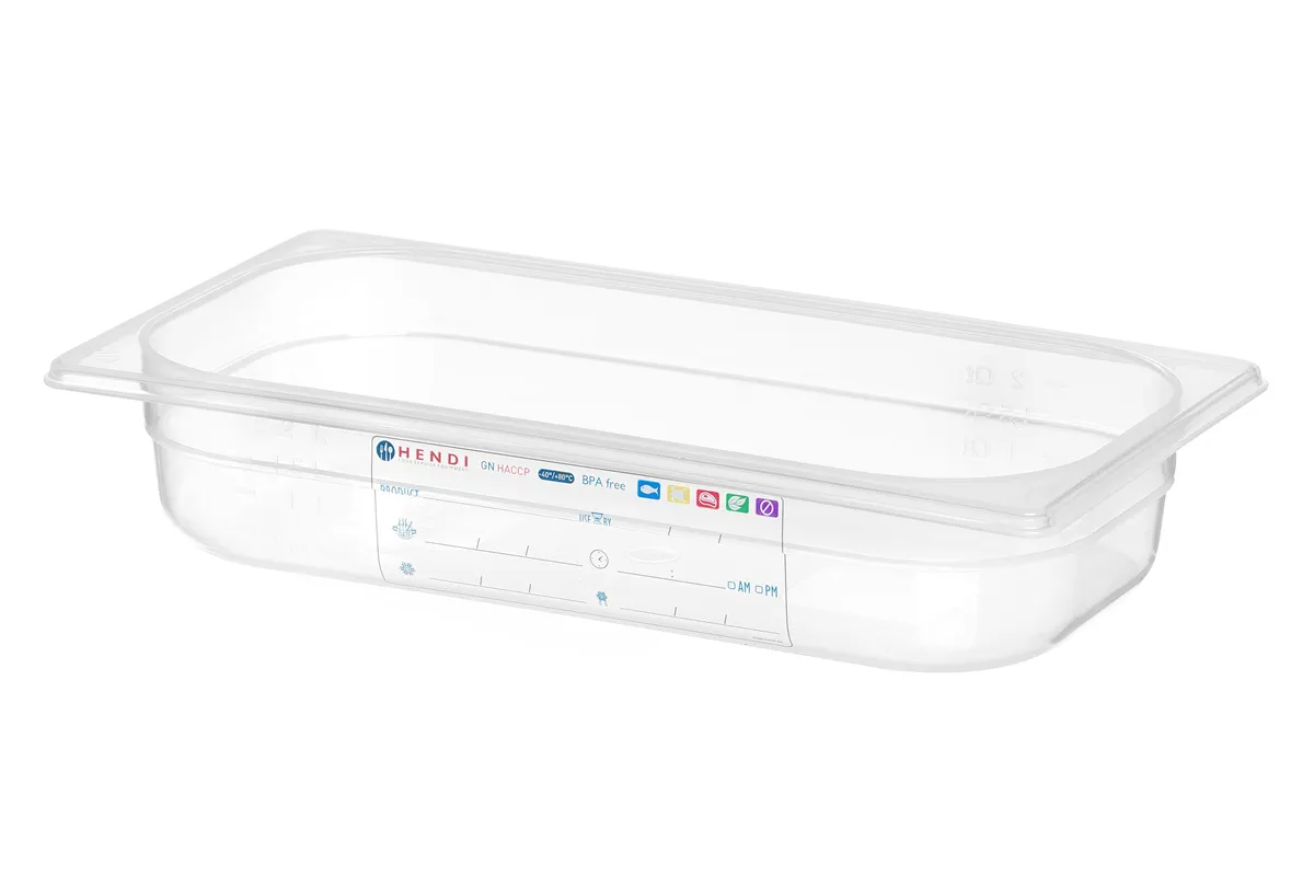Pojemnik GN 1/3 HACCP, GN 1/3, 2,5L, transparentny, 325x176x65mm Hendi 880289