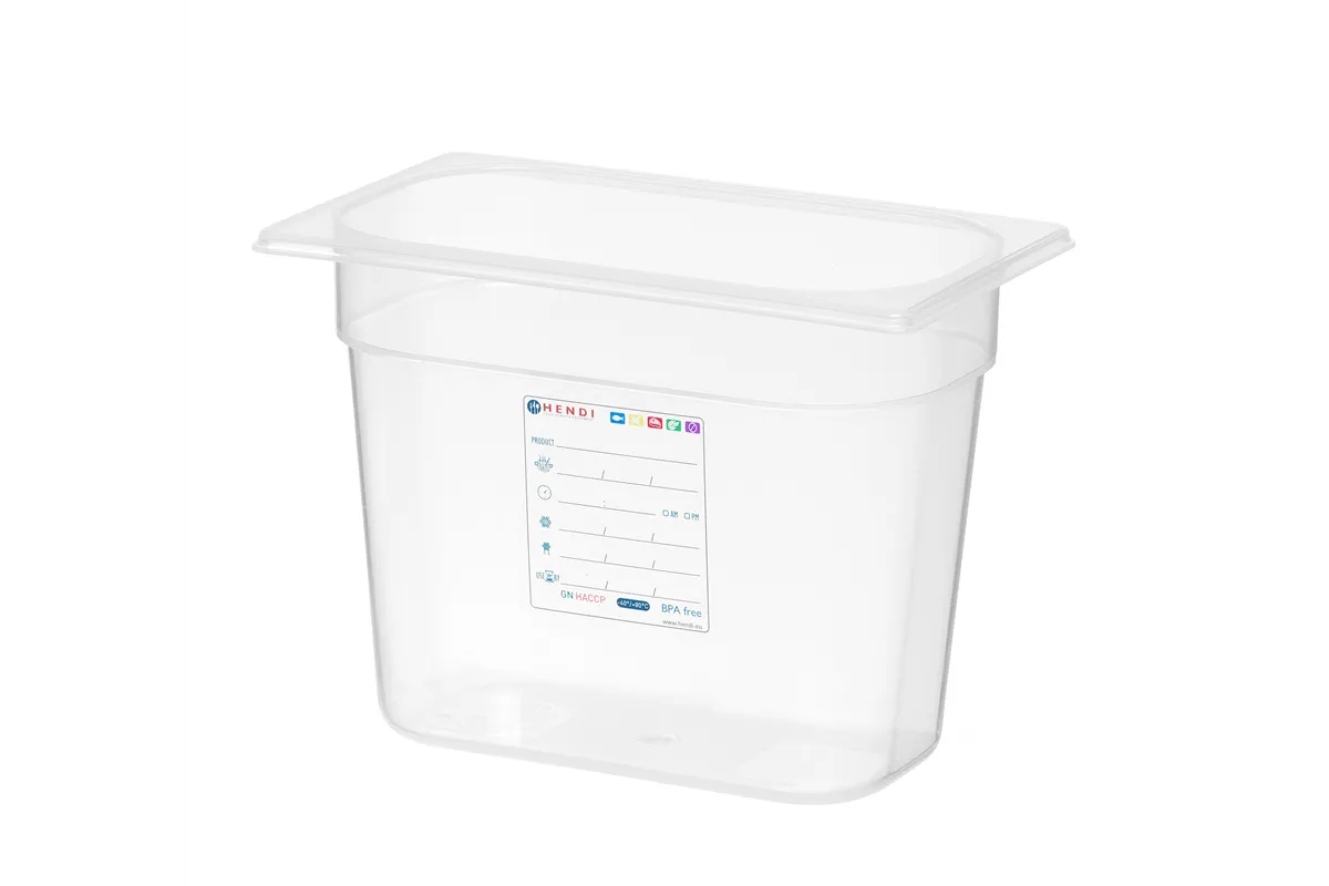 Pojemnik GN 1/4 HACCP, GN 1/4, 5,5L, transparentny, 265x162x200mm Hendi 880357