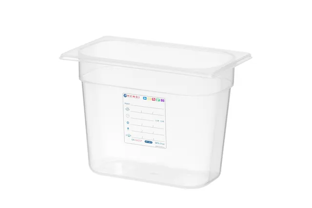 Pojemnik GN 1/4 HACCP, GN 1/4, 5,5L, transparentny, 265x162x200mm Hendi 880357