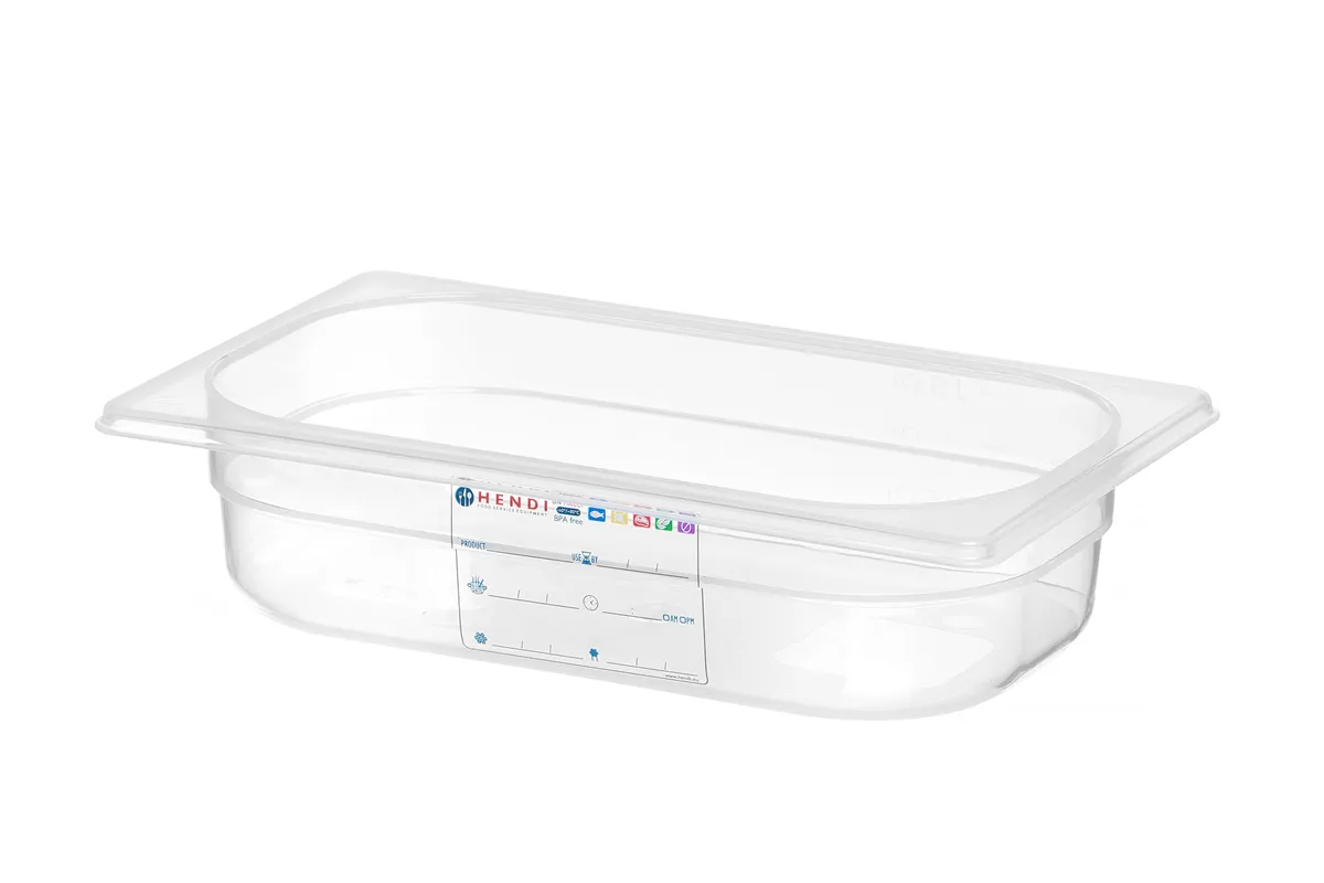 Pojemnik GN 1/4 HACCP, GN 1/4, 1,8L, transparentny, 265x162x65mm Hendi 880388