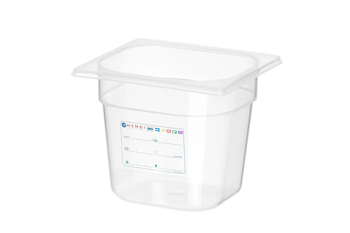 Pojemnik GN 1/6 HACCP, GN 1/6, 2,4L, transparentny, 176x162x150mm Hendi 880463