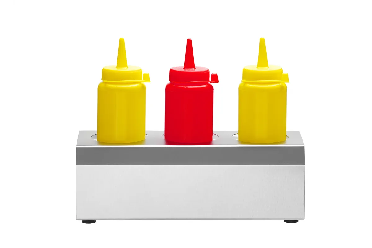 Ekspozytor do dyspenserów do sosów, 3 otwory ø57 mm, 229x90x78mm Hendi 557976