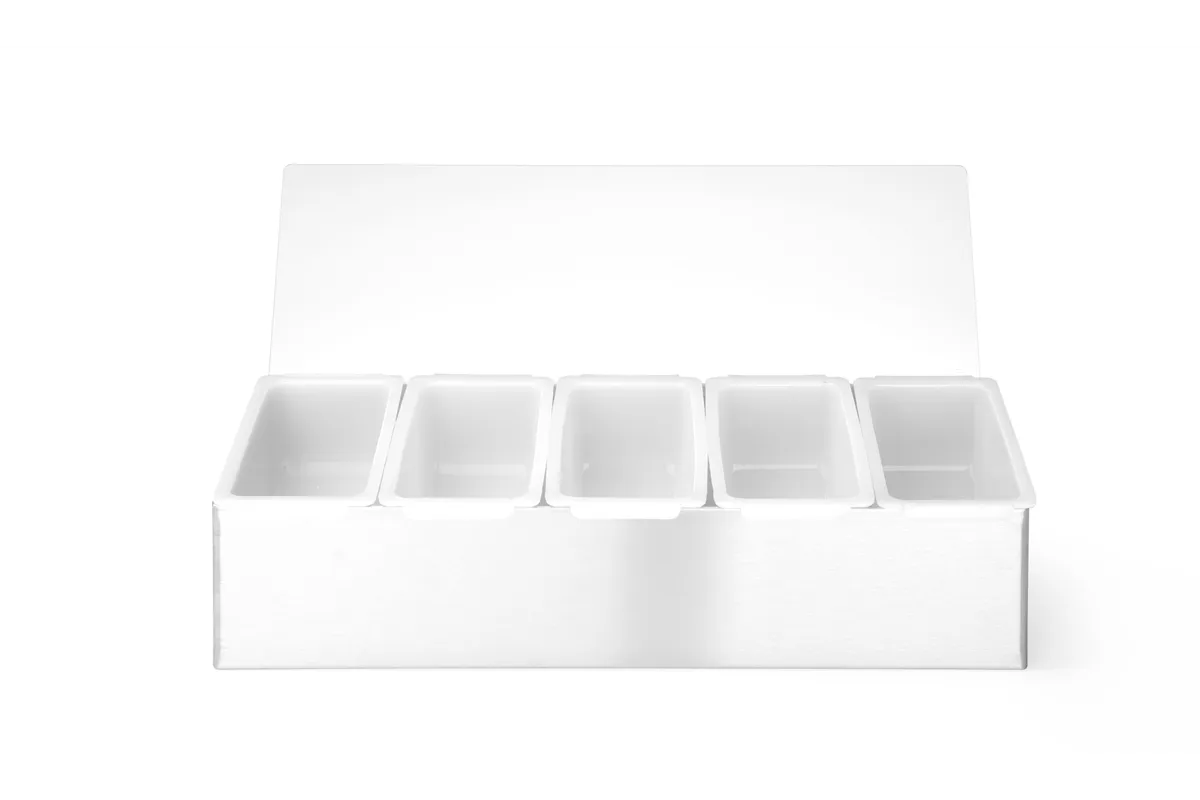 Pojemnik barmański na dodatki do drinków, 5 kontenerów, 375x140x90mm BarUp 552100