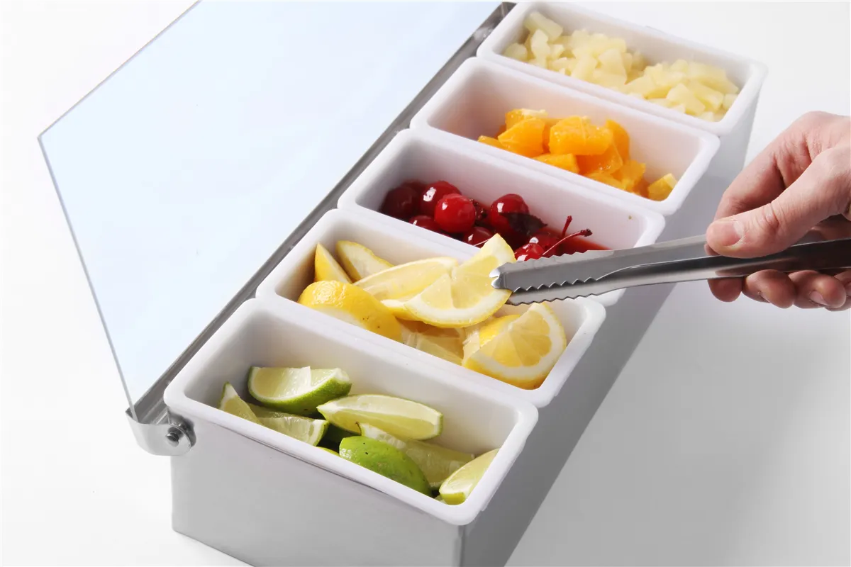 Pojemnik barmański na dodatki do drinków, 5 kontenerów, 375x140x90mm BarUp 552100