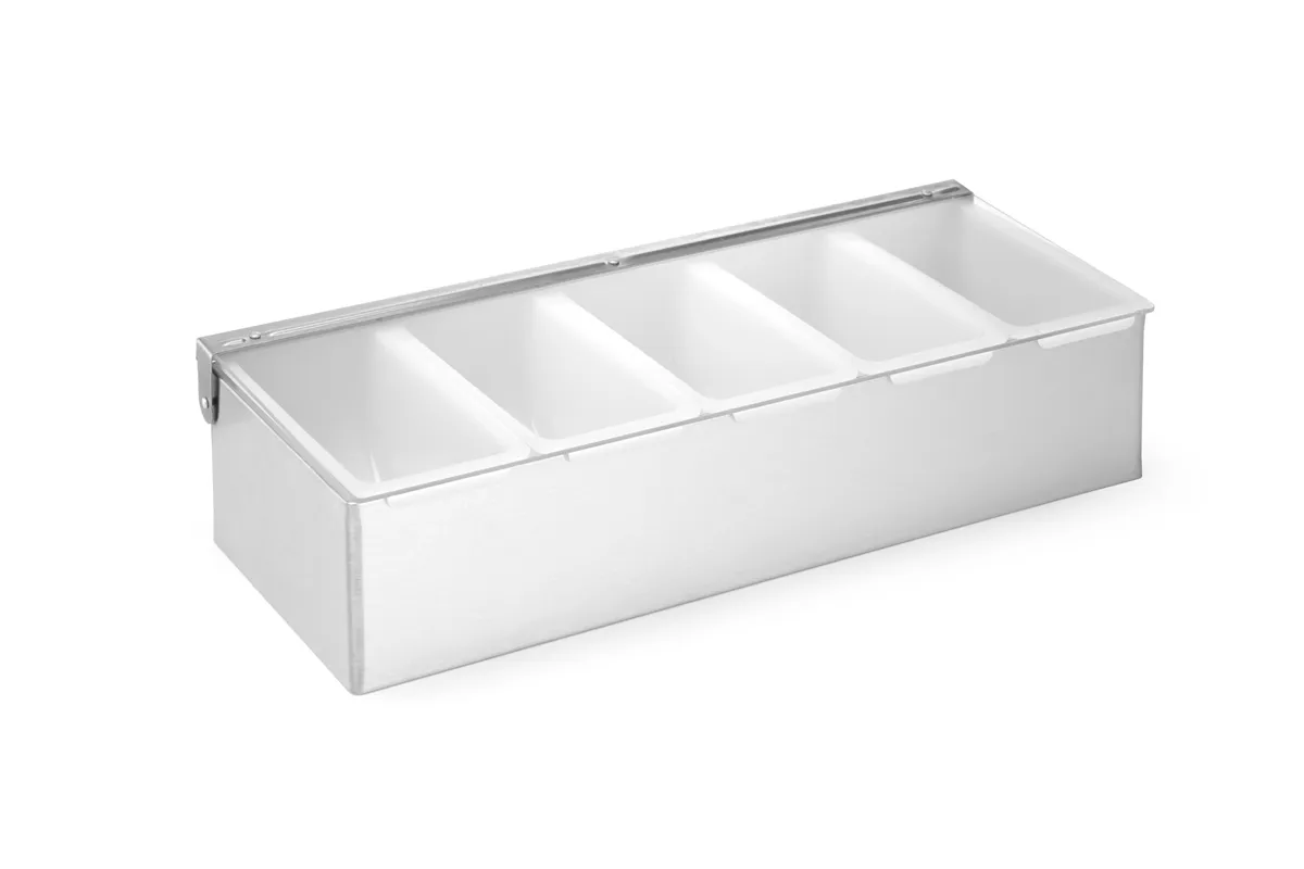 Pojemnik barmański na dodatki do drinków, 5 kontenerów, 375x140x90mm BarUp 552100