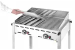 Grill Green Fire 2-palnikowy, Profi Line, Emaliowana patelnia żeliwna i ruszt GN 1/1, 11,6kW, 740x615x825mm Hendi 149508