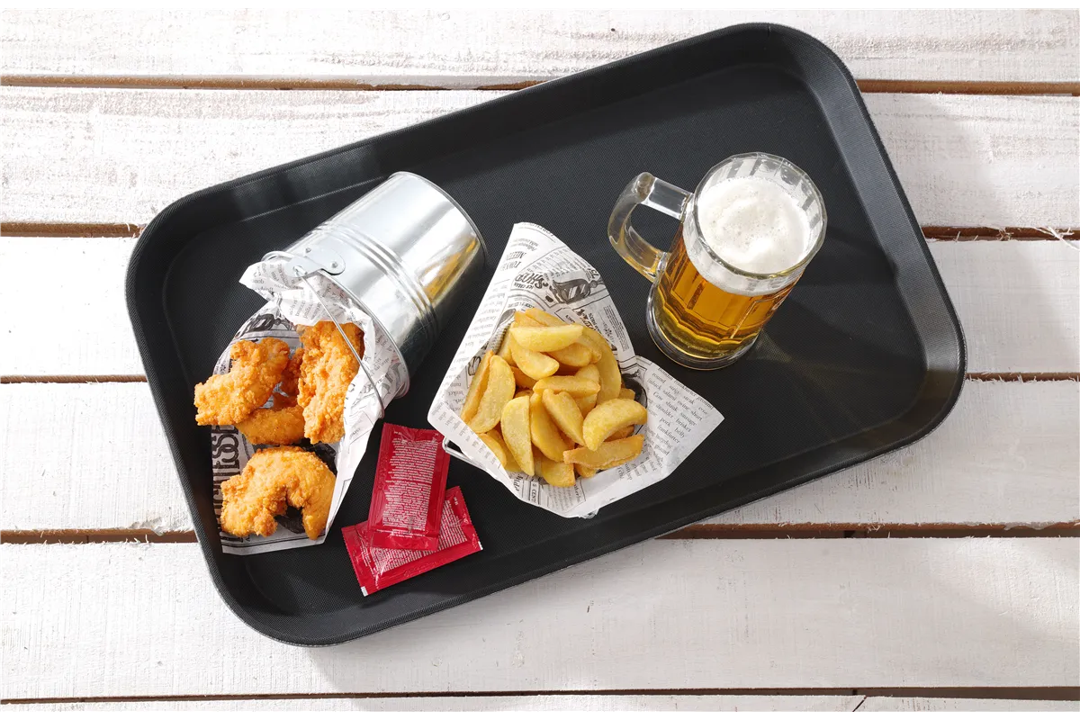 Taca do serwowania z polipropylenu, antypoślizgowa, prostokątna, czarna, GN 1/1, 530x325mm Hendi 878101