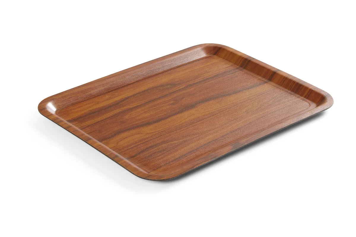 Taca do serwowania, prostokątna, antypoślizgowa, laminowana, mahoniowy, 460x360mm AmerBox 507025