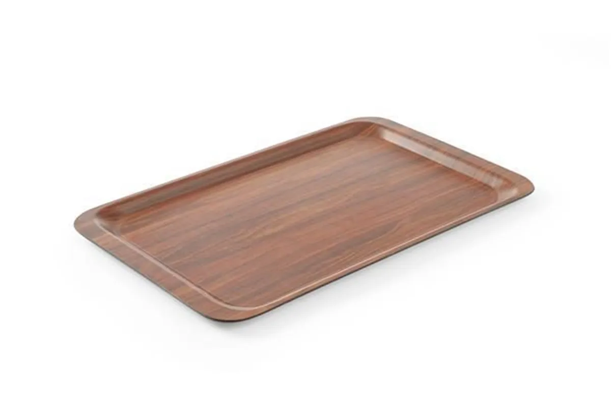 Taca do serwowania, prostokątna, antypoślizgowa, laminowana, mahoniowy, 460x360mm AmerBox 507025