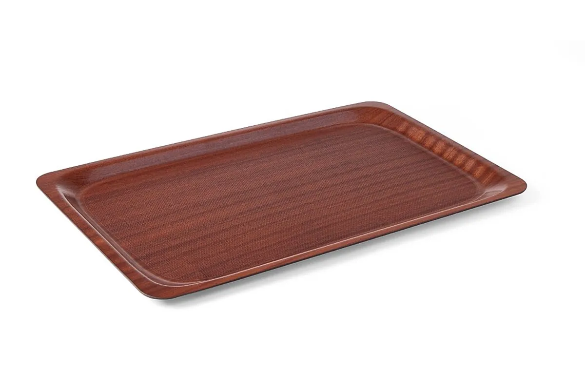 Taca do serwowania, prostokątna, antypoślizgowa, laminowana, Euronorm, mahoniowy, 370x530mm AmerBox 507117