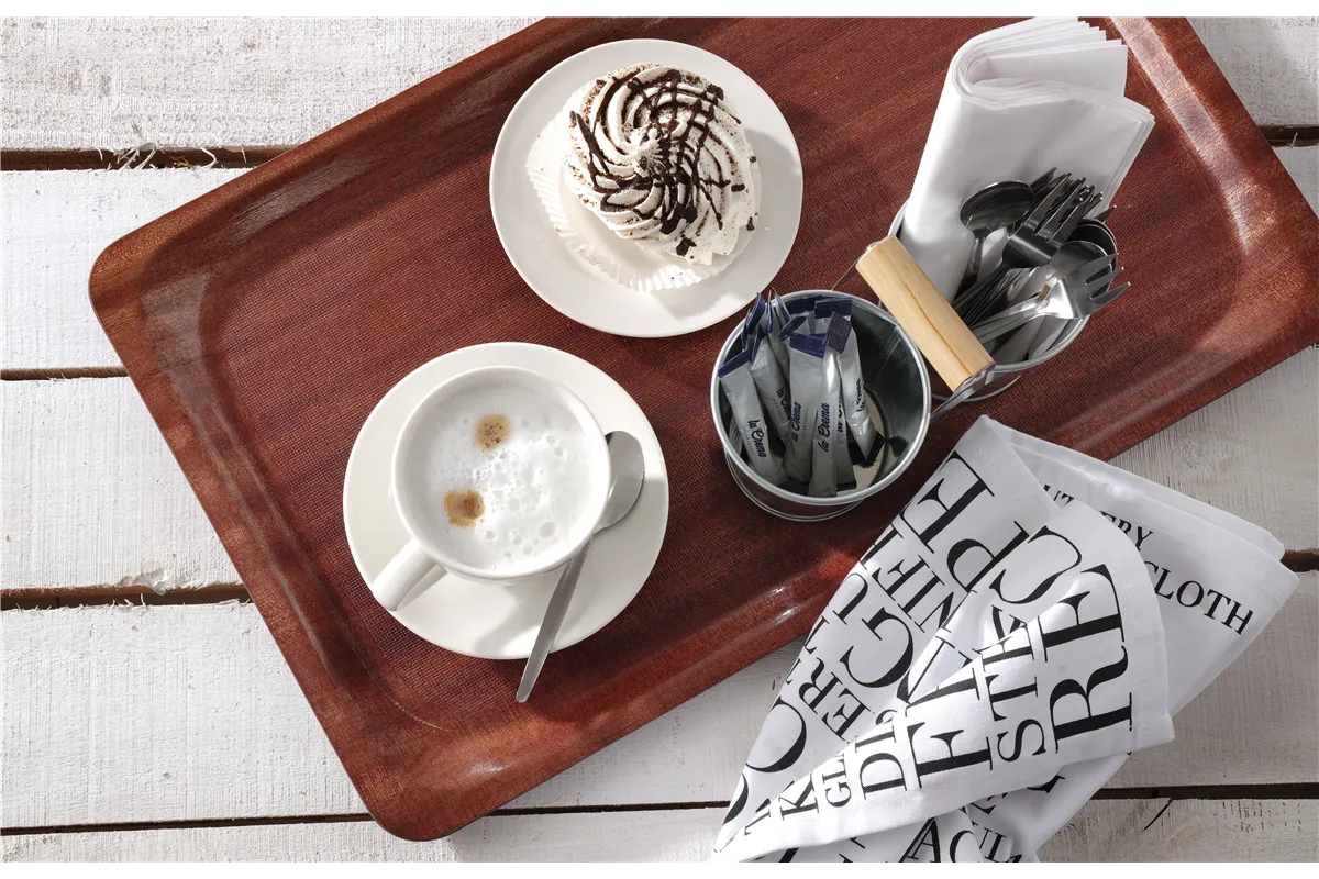 Taca do serwowania, prostokątna, antypoślizgowa, laminowana, GN 1/1, mahoniowy, 325x530mm AmerBox 507216