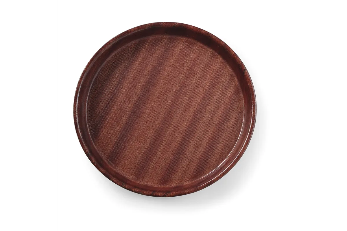 Taca do serwowania laminowana, antypoślizgowa, okrągła, wysoki rant, mahoniowy, ⌀320x35mm AmerBox 507711
