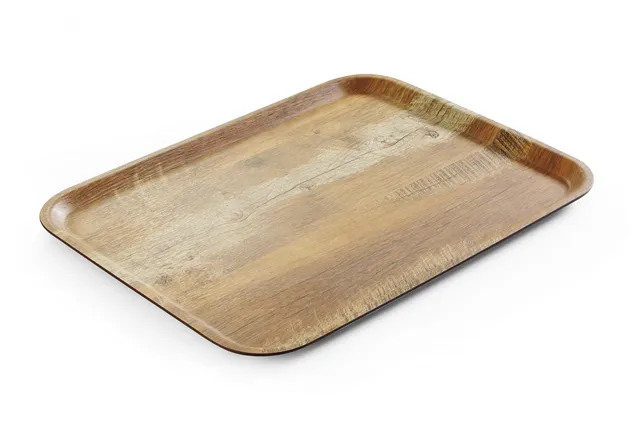 Taca do serwowania z laminatem z melaminy, antypoślizgowa, z wzorem drewna, drewno, 330x430mm AmerBox 508879